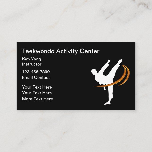 Taekwondo Martial Arts Class Business Cards Visitenkarte (Vorderseite)
