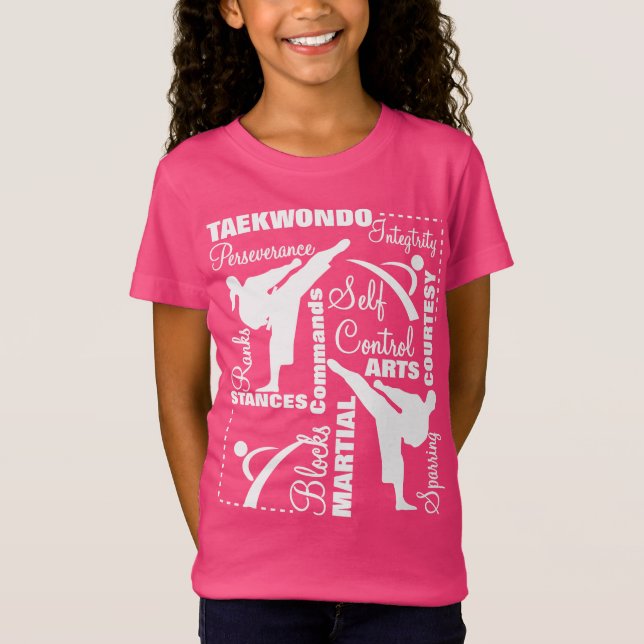 Taekwondo Martial Arts Terminologie Typografie T-Shirt (Vorderseite)