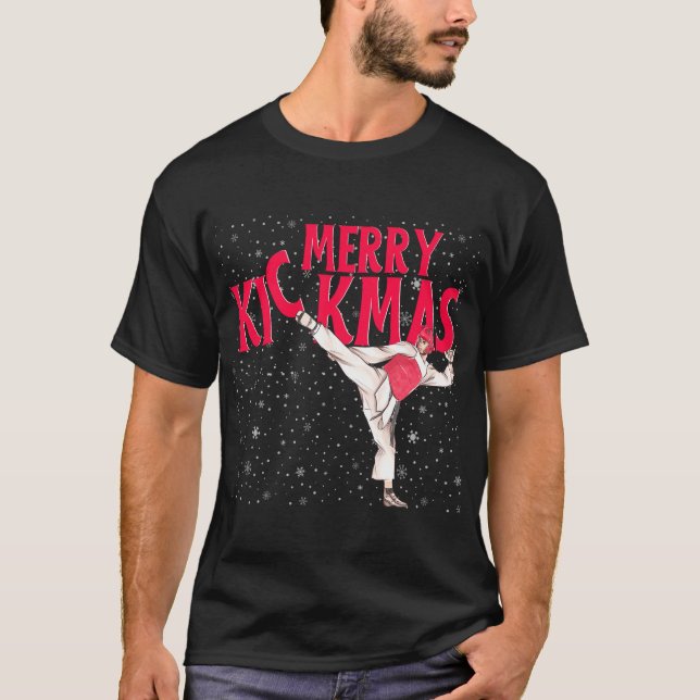 Taekwondo Merry Kickmas, Frohe Weihnachtsgeschenke T-Shirt (Vorderseite)