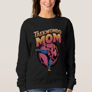 Taekwondo-Mutter Retro-Sonnenuntergang-Kick-Design Sweatshirt