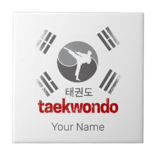 Taekwondo Retro Korea Flag Martial Arts Vintag Fliese