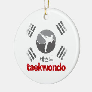 Taekwondo Retro Korea Flagge Kampfsport Vintage Keramik Ornament