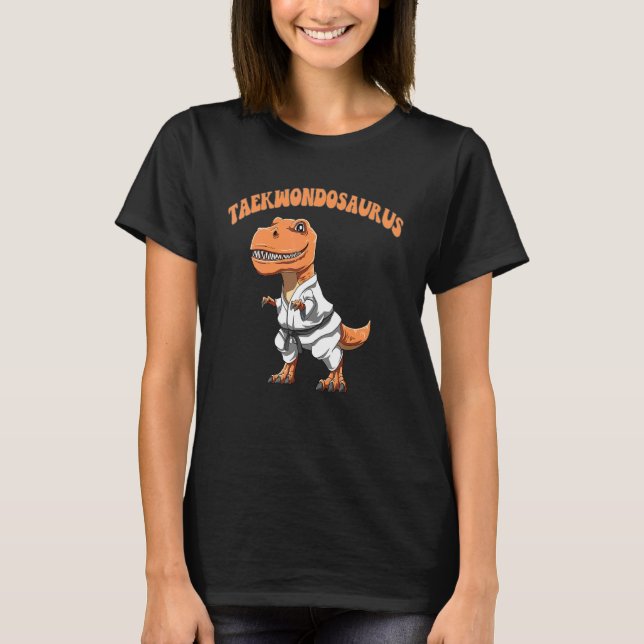 Taekwondo Saurus Dinosaur TRex Lieben Kampfkunst T-Shirt (Vorderseite)