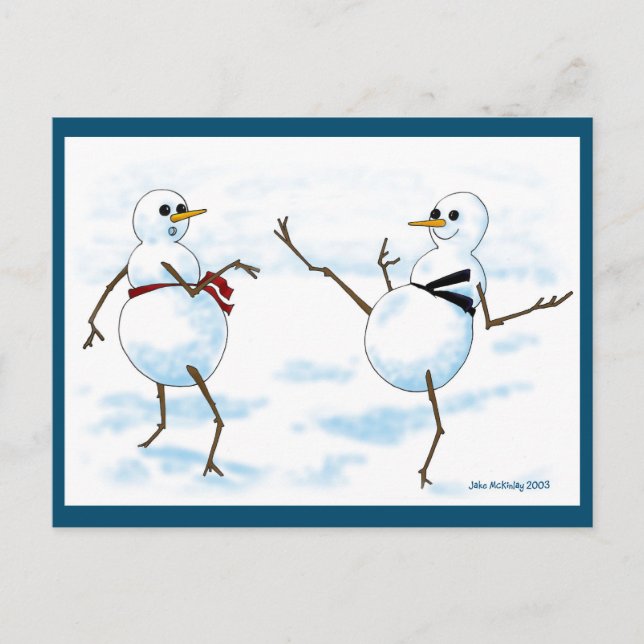 Taekwondo Snowman Postkarte (Vorderseite)