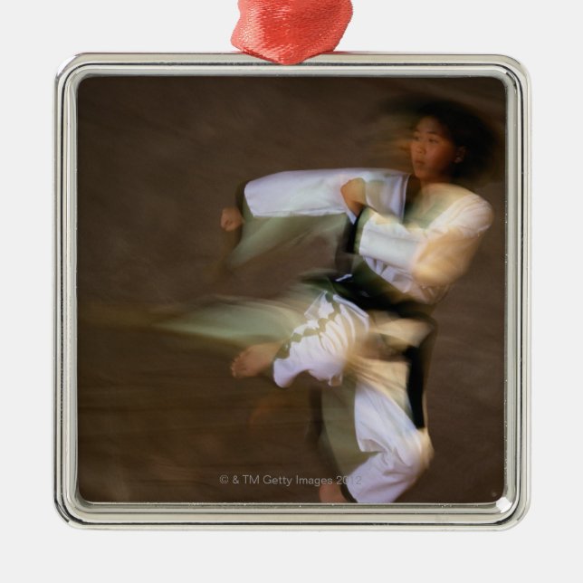 Taekwondo-Sprungs-Tritt Ornament Aus Metall (Vorne)