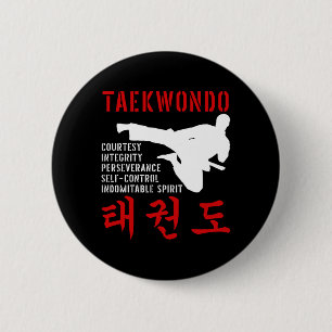 Taekwondo Tenets Martial Arts Button