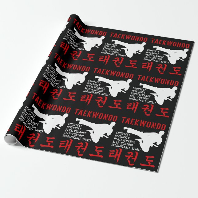 Taekwondo Tenets Martial Arts Geschenkpapier (Ungerollt)
