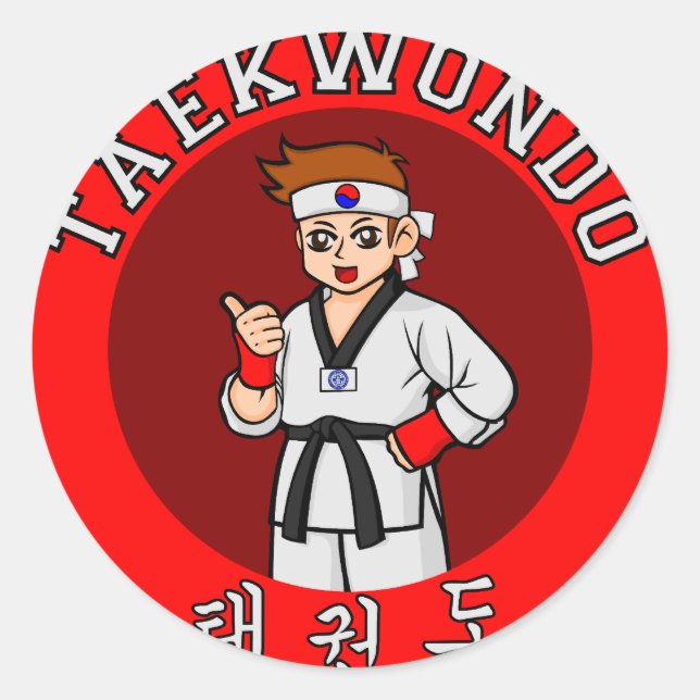 Taekwondo Typ Abzeichen 1 Runder Aufkleber (Vorderseite)