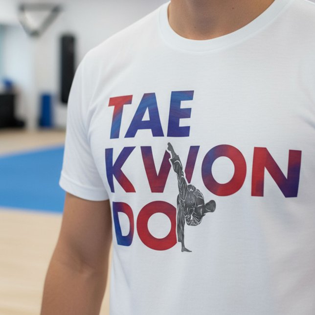 Taekwondo Typography Design High Kick Silhouette T-Shirt (Von Creator hochgeladen)