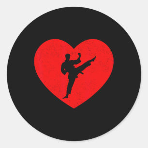 Taekwondo Valentinsherz-Form Taekwondo-Liebhaber  Runder Aufkleber