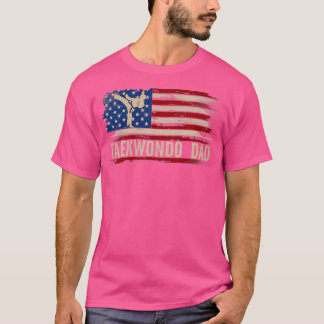 Taekwondo Vater American USA Flag Sport Kick T-Shirt