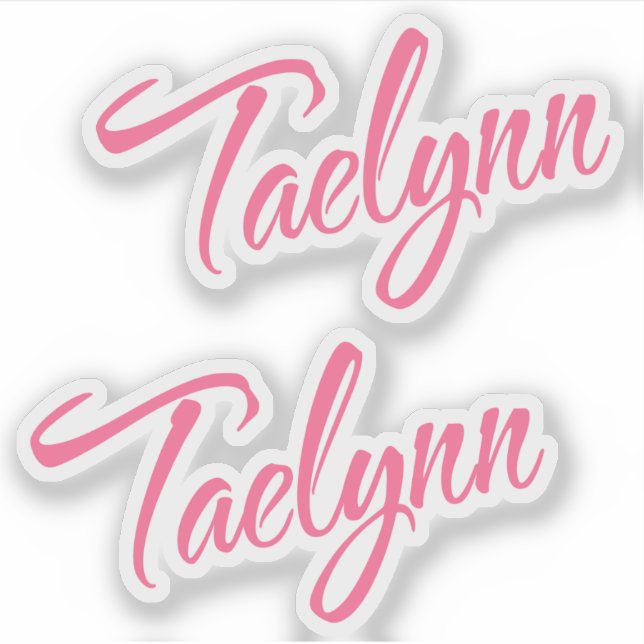 Taelynn Name pink cursive x2 Aufkleber (Vorderseite)