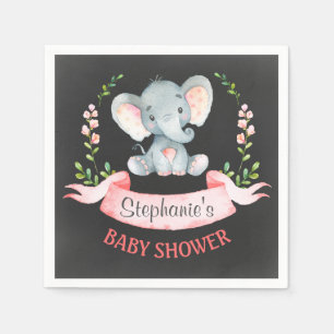 Tafel-Aquarell-Elefant-Mädchen-Babyparty Serviette