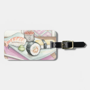Tafel aus Sushi mit Chopsticks Gepäckanhänger