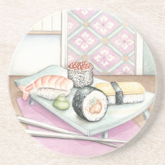 Tafel aus Sushi mit Chopsticks Getränkeuntersetzer (Vorne)