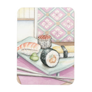 Tafel aus Sushi mit Chopsticks Magnet