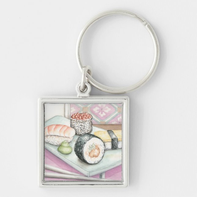 Tafel aus Sushi mit Chopsticks Schlüsselanhänger (Vorne)