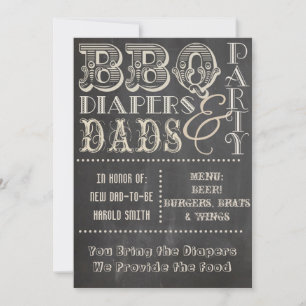 Tafel BBQ Windeln und Väter Baby-Party Einladung