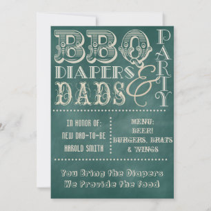 Tafel BBQ Windeln und Väter Baby-Party Einladung