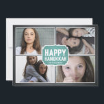 Tafel-blaue gerahmte Chanukka-Foto-Karte Feiertagskarte<br><div class="desc">Diese rustikale Tafelartkarte wird ausschließlich für Zazzle gemacht und ist für einen Nostalgiker dennoch moderne Feiertags-Postsendung perfekt. Festzelt-Chanukka-Gefühl im Blau betont Ihr Foto mit weißer Typografie. Fügen Sie eine Umhüllungs-Feiertags-Briefmarke von unserer umfangreichen Portosammlung hinzu, um mit Ihrem Gruß tadellos zusammenzupassen. Umhüllungsumschläge, Zwischenlagen und Pocketfold® Einschließungen sind als Zusatz (auf Recht)...</div>