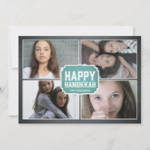 Tafel-blaue gerahmte Chanukka-Foto-Karte
