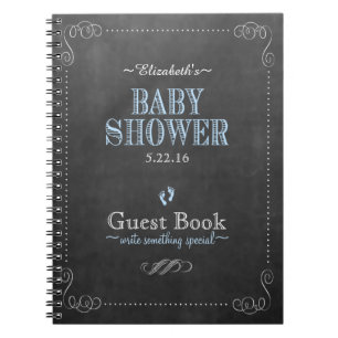 Tafel-Blick-blaues Babyparty-Gast-Buch Notizblock