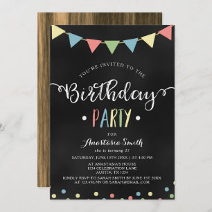 Tafel-bunte Flagge kennzeichnet Kindergeburtstag Einladung
