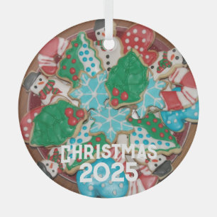 Tafel dekorierter Weihnachtszucker-Kekse Ornament Aus Glas