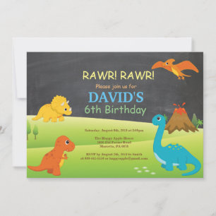 Tafel-Dinosaurier-Geburtstags-Einladung Dino-Party Einladung