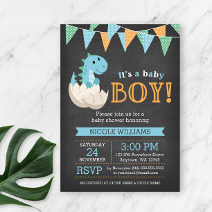 Tafel-Dinosaurier-Junge-Baby-Shower-Einladungen Einladung