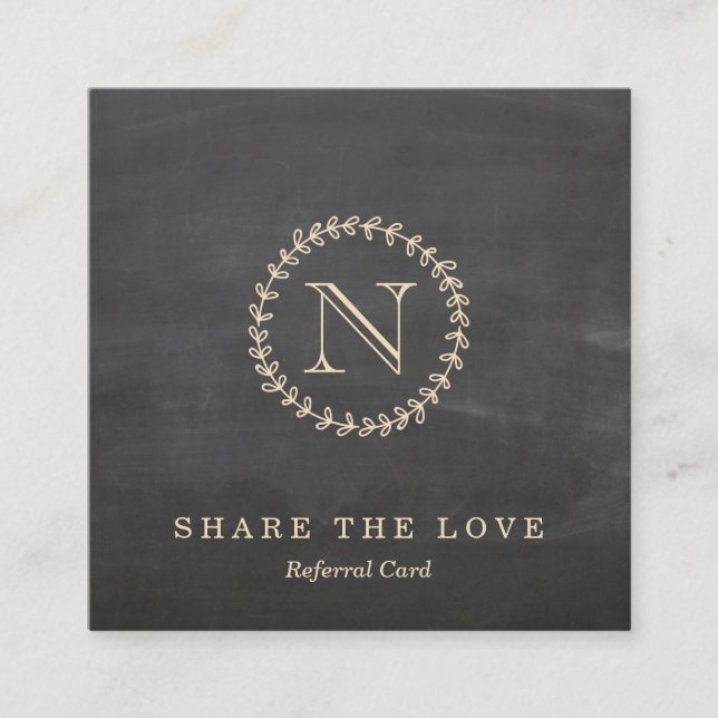 Tafel-elegante Monogramm-Quadrat-Empfehlungs-Karte Quadratische Visitenkarte (Vorderseite)