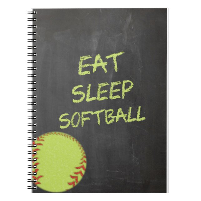 Tafel essen Schlaf-Softball Notizblock (Vorderseite)
