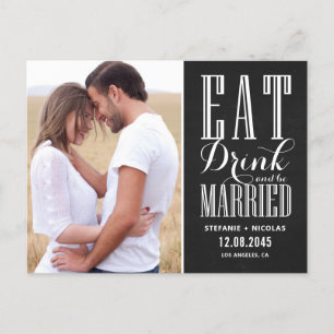 Tafel "Essen, Trinken und Hochzeit feiern" - Termi Ankündigungspostkarte