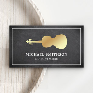 Tafel Gold Violin Musiklehrer Violinist Visitenkarte