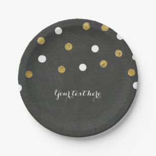 Tafel Gold & White Konfetti-Feierparty Pappteller