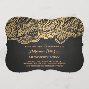 Tafel-Goldmandala-Muster des Absolvent- Vintages Einladung