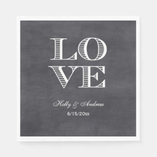 Tafel Hintergrund, weiße LOVE Servietten