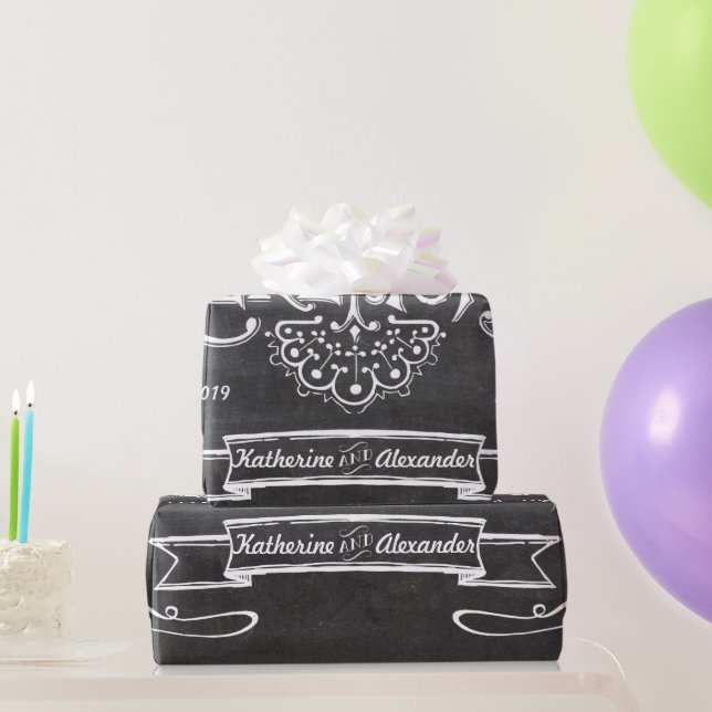 Tafel-Hochzeit personalisiertes Geschenkpapier (Partygeschenke)