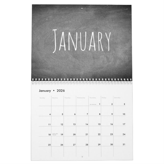 Tafel-Kalender-Schwarzweiss-Text 2018 Kalender (Jan 2026)