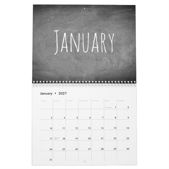 Tafel-Kalender-Schwarzweiss-Text 2018 Kalender (Jan 2027)