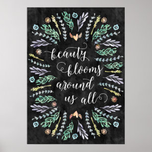 Tafel-Kalligraphie-Zitat der Schönheits-Blüten-  Poster