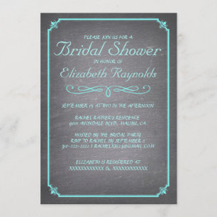 Tafel Kreide Teal & Silber Hochzeitsdusche Einladu Einladung
