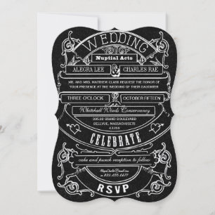 Tafel Kreide Vintage Moderne Typografie Hochzeit Einladung
