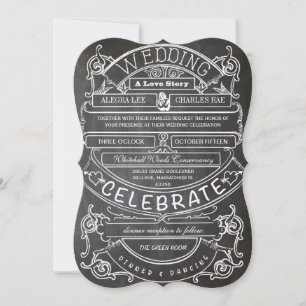 Tafel Kreide Vintage Moderne Typografie Hochzeit Einladung
