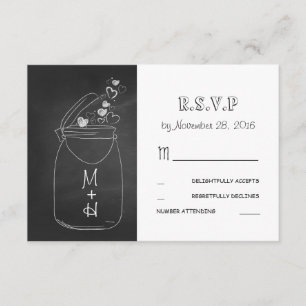 Tafel-Liebeherz-Maurerglas niedliches UAWG RSVP Karte