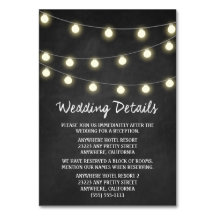 Tafel + Lights Hochzeitsempfang Beilage Karten
