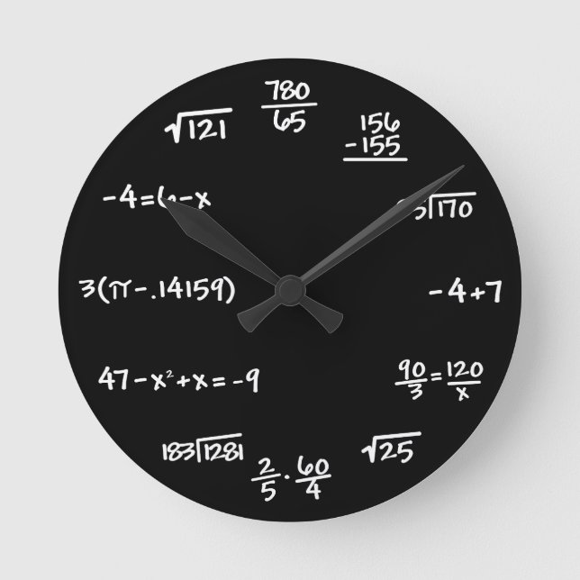 Tafel-Mathematik-Uhr - Mathematiker Runde Wanduhr (Vorderseite)