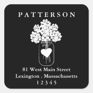 Tafel-Maurer-Glas-BlumenRücksendeadresse-Aufklebe Quadratischer Aufkleber