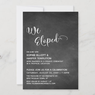 Tafel mit einfacher "We Eloped"-Typografie Einladung