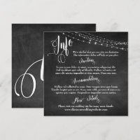 Tafel mit Lichterkette, Hochzeitsinfoschrift